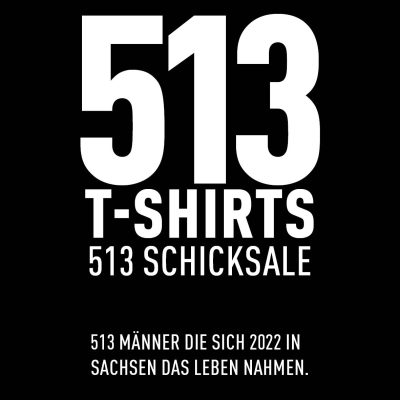 Logo Kampagne 513-T-Shirts - weiße Buchstaben auf schwarzem Fond